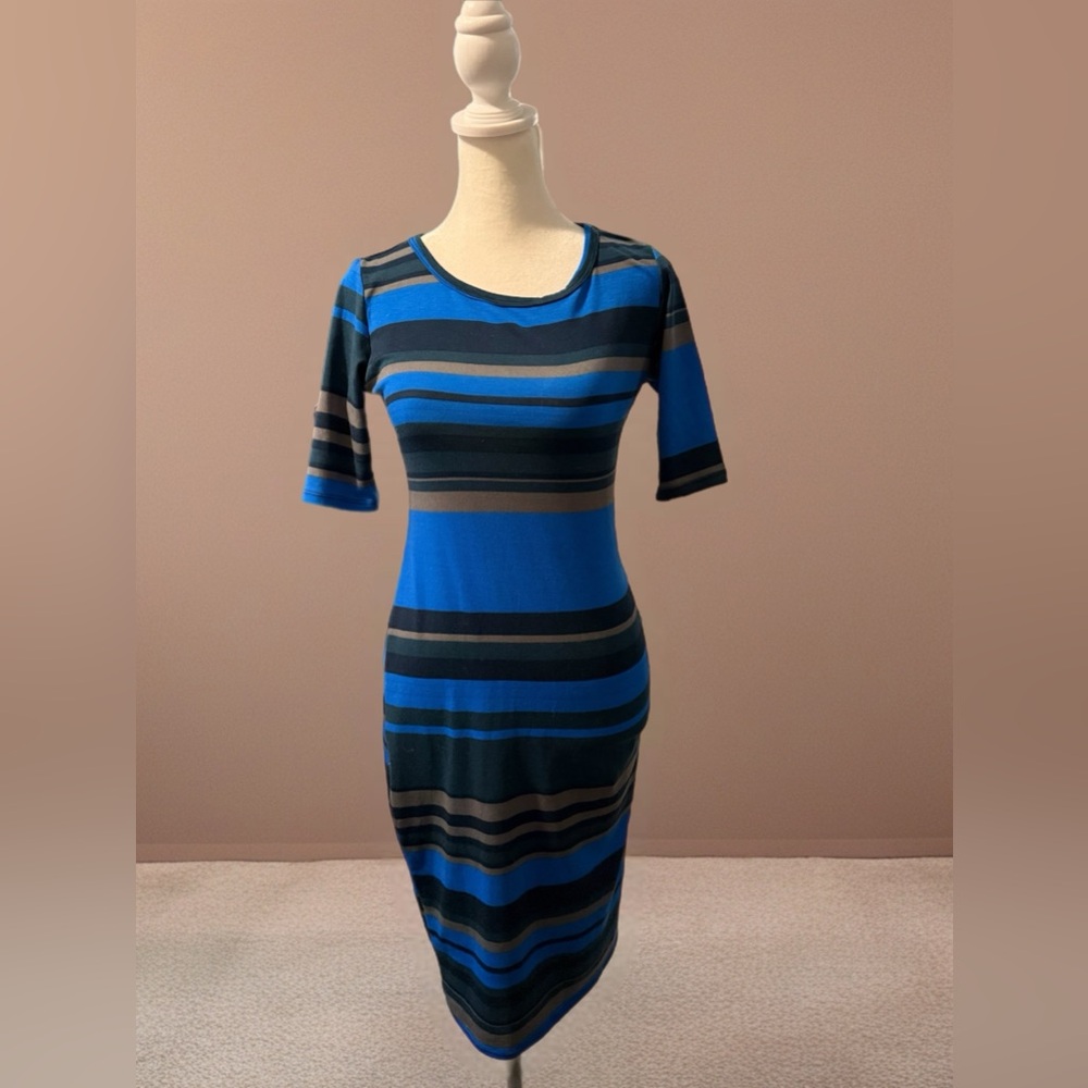 Striped Blue and Black Dress
